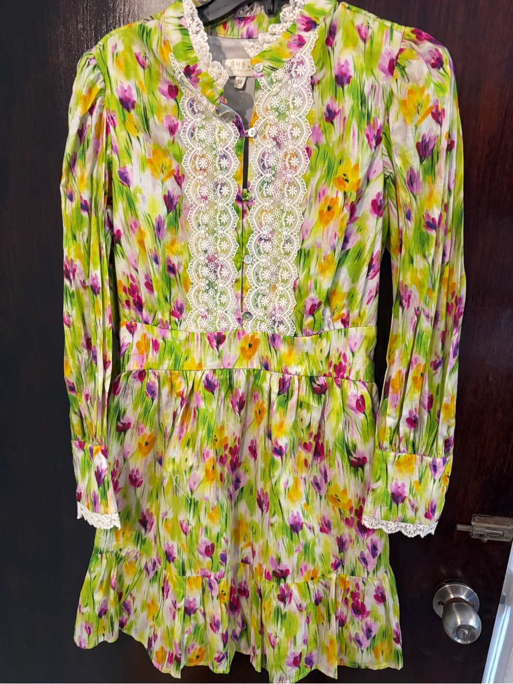 Bundle 3 for $25. Floral Lace-Trim Long Sleeve Dress. Size 14.